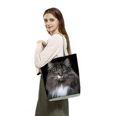 Cat Dog Printed Women Handbags Animal Tote Shoulder Bags Large Capacity