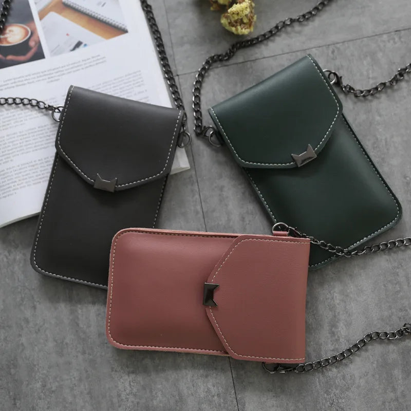 Cat Ear Touch Screen Retro Phone Bag Women Chain Messenger Mini Shoulder Bag
