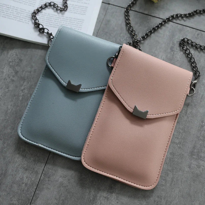 Cat Ear Touch Screen Retro Mobile Phone Bag Chain Messenger Mini Shoulder Bag
