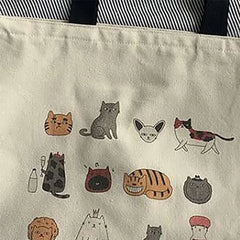 Cat Shopping Bags Shopper Cotton Handbag Boodschappen