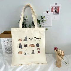 Cat Shopping Bags Shopper Cotton Handbag Boodschappen