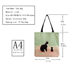 Customizable Cartoon Print Tote Bag for Women - School Teacher Gift
