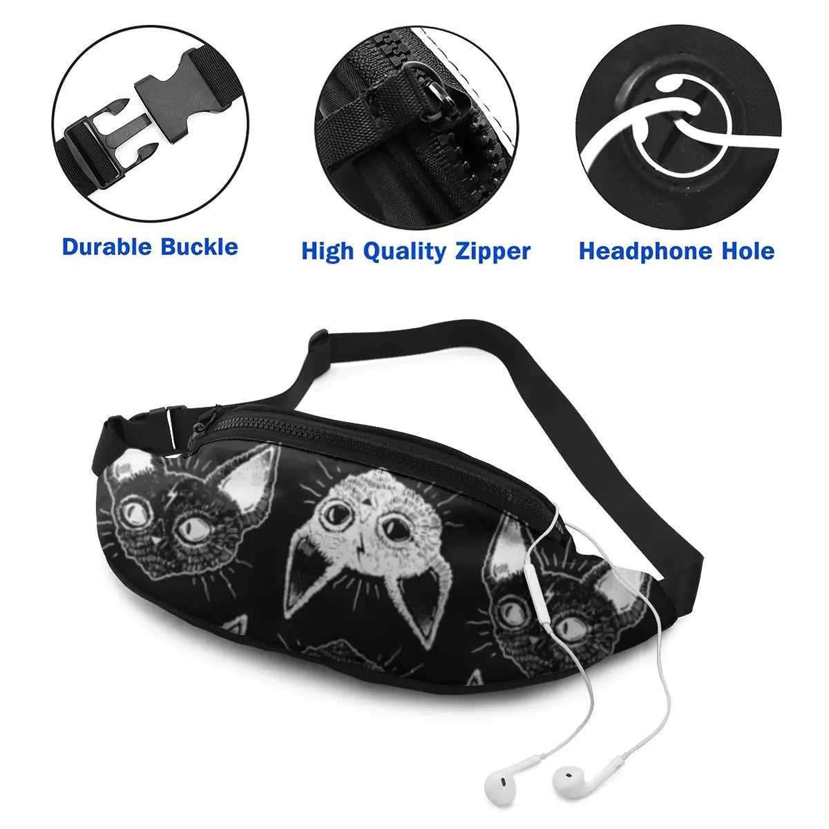 Cat Waist Bag Running Woman Waist Pack Polyester Fanny Bag
