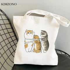 Jute Shopping Bag with Cat Design