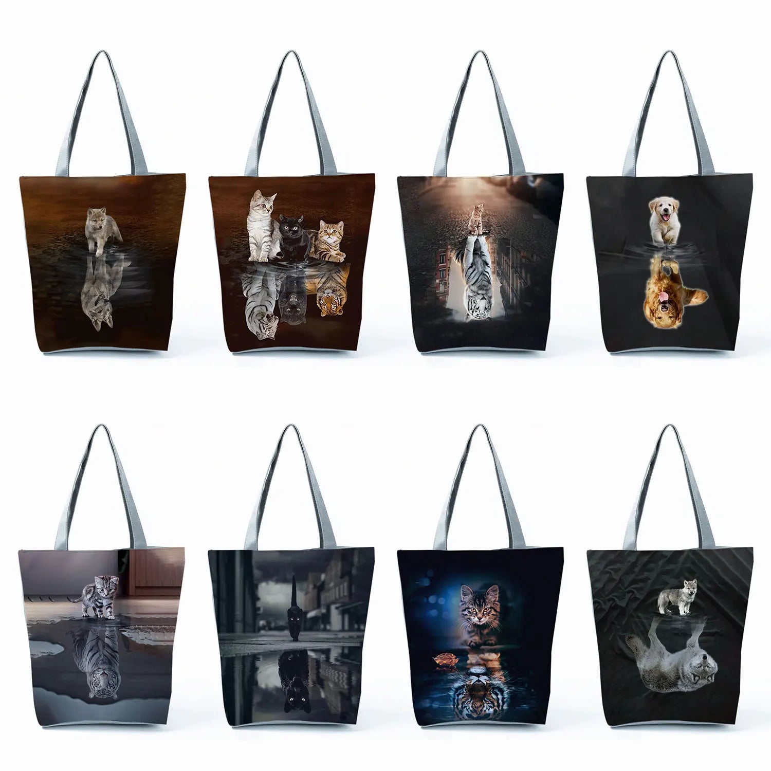 Cats Print Handbag for Women Animal Series Shoulder Bag Shopper Tote Bags