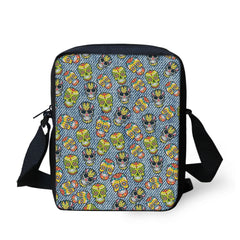 Cattoon Skull Print Messenger Bag Mini Shoulder Bag for Students