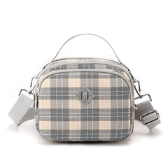 Colorful Plaid Shoulder Bag for Women, Mini Nylon Mobile Phone Crossbody Bag