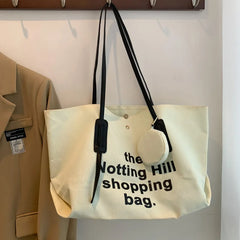 Causal Letters Print Canvas Bag Women Cotton Cloth Tote Bag With Purse