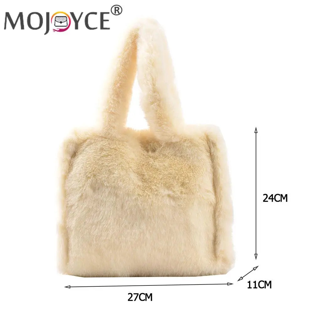 Soft Plush Fur Handbag Mini Top-handle Bag Portable Travel Phone Bags