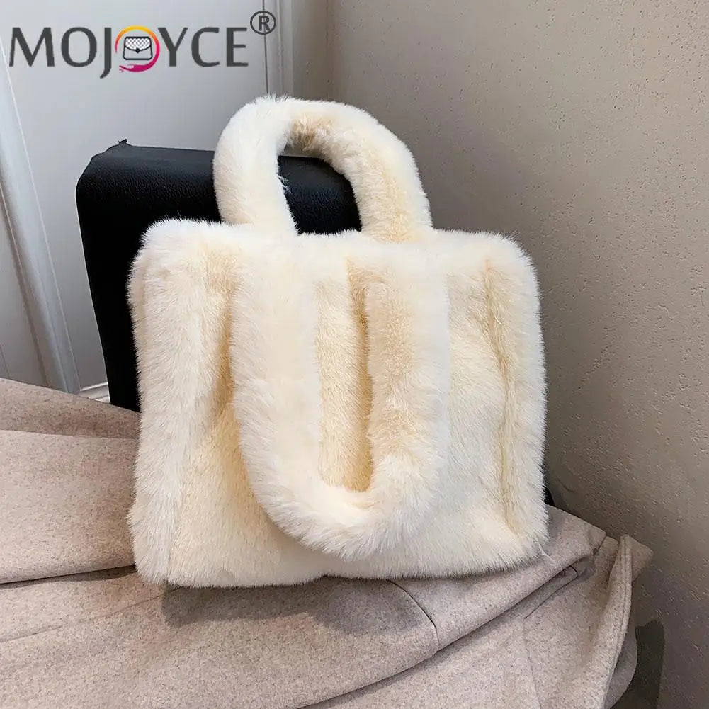 Soft Plush Fur Handbag Mini Top-handle Bag Portable Travel Phone Bags