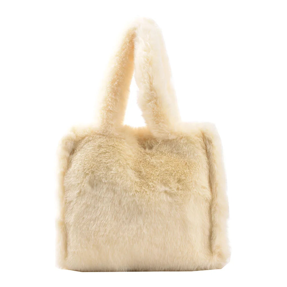 Soft Plush Fur Handbag Mini Top-handle Bag Portable Travel Phone Bags