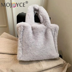 Soft Plush Fur Handbag Mini Top-handle Bag Portable Travel Phone Bags