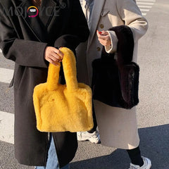 Soft Plush Fur Handbag Mini Top-handle Bag Portable Travel Phone Bags