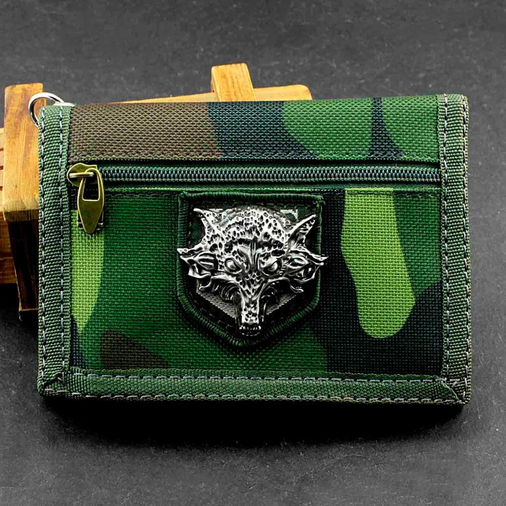 Cavans Camo Tri-fold Wallet w/ Safe Chain For Men
