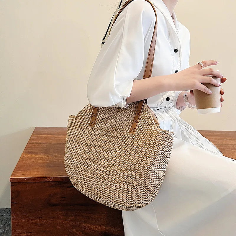 Celebrity Bags Women's Spring Retro Straw Woven Shoulder Bag