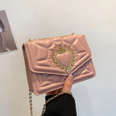 Celebrity Retro Bags Women's Texture Chain Solid Crossbody Shoulder Indentation