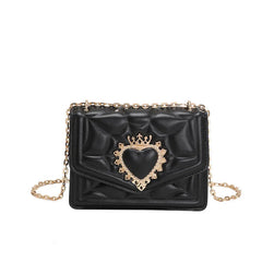Celebrity Retro Bags Women's Texture Chain Solid Crossbody Shoulder Indentation