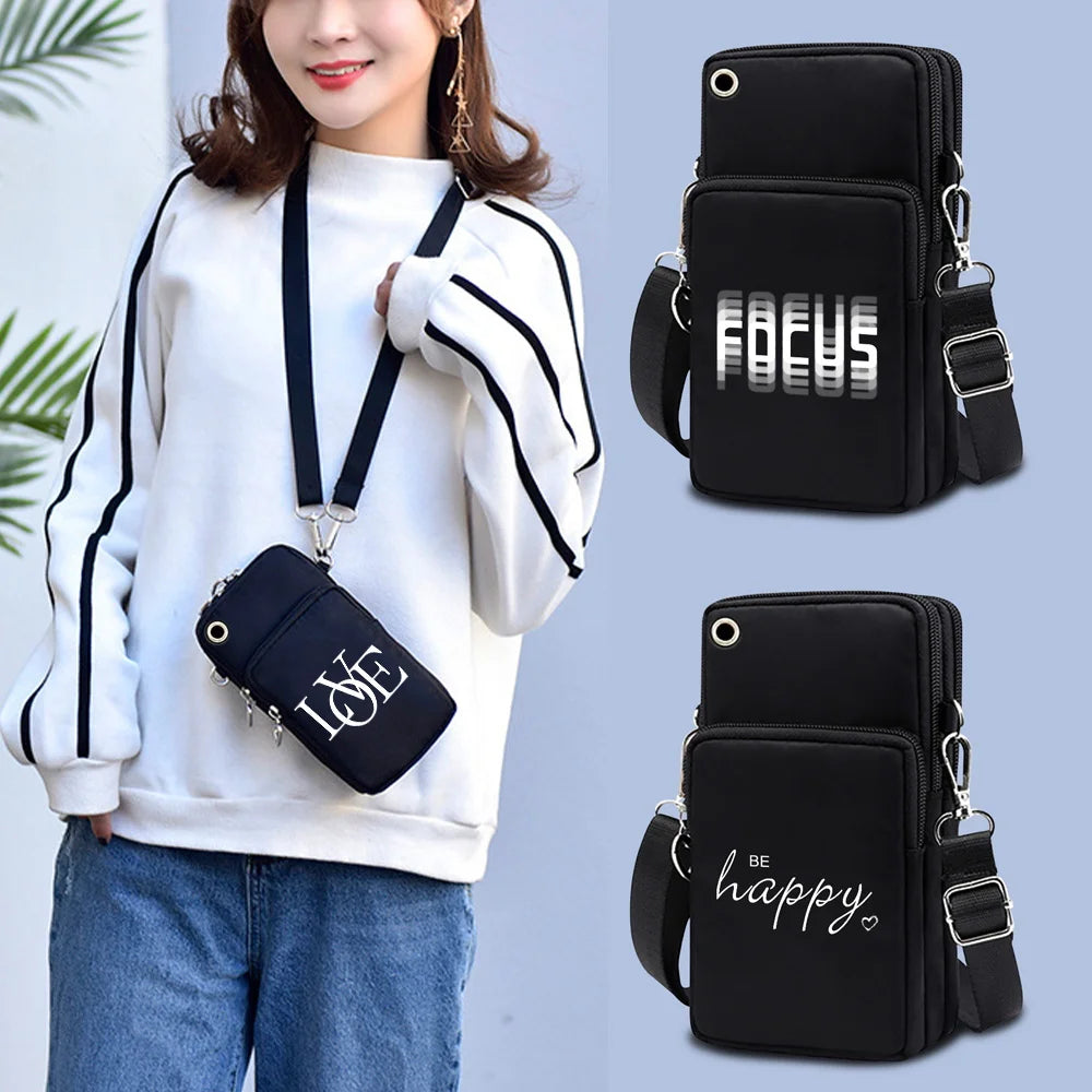 Waterproof Sport Arm Pouch Text Print Pattern Shoulder Bag