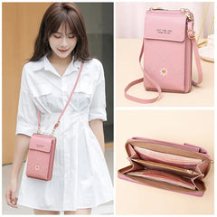 Flower Embroidery Crossbody Bag Women Large-capacity PU Leather Shoulder Wallet