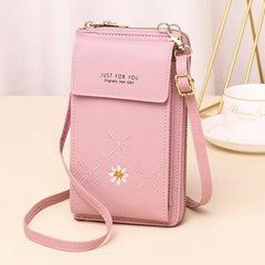 Flower Embroidery Crossbody Bag Women Large-capacity PU Leather Shoulder Wallet
