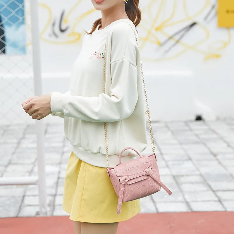 Solid Small Square Crossbody Bag Fresh and Sweet Women's Shoulder Bag