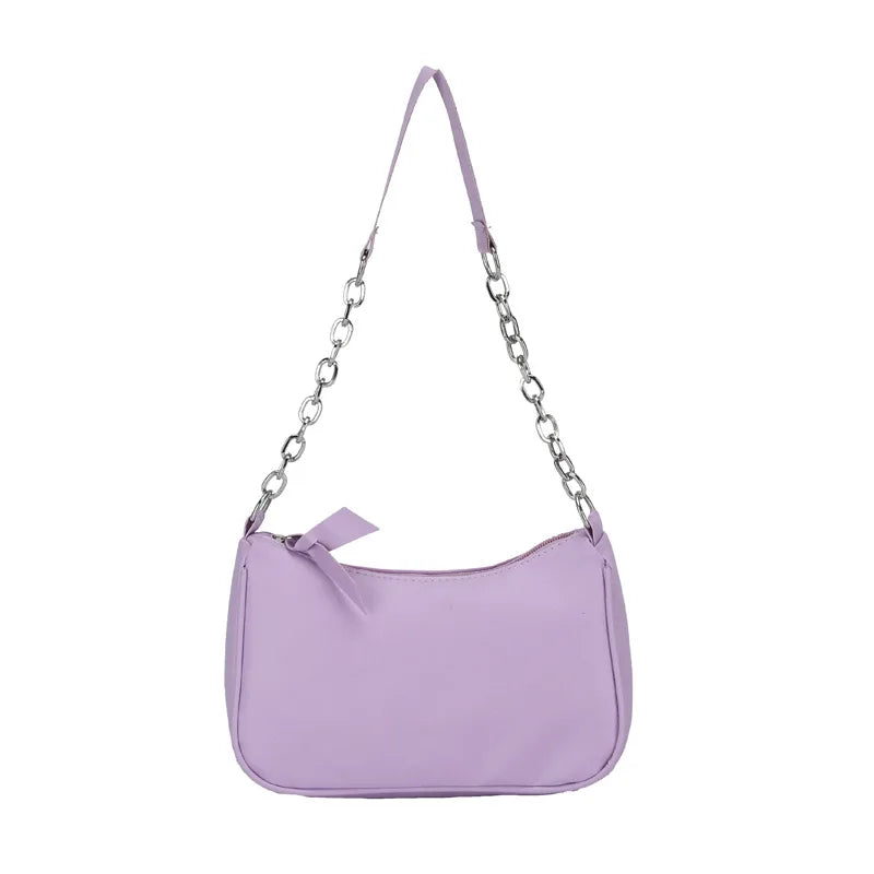 Chain Bag Shoulder Bags for Women Underarm PU Zipper Summer Casual Handbag