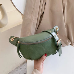 Chain Banana Waist Bag Belt Bag Women Waist Pack PU Leather Chest bag