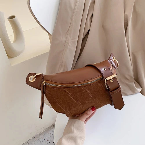 Chain Banana Waist Bag Belt Bag Women Waist Pack PU Leather Chest bag