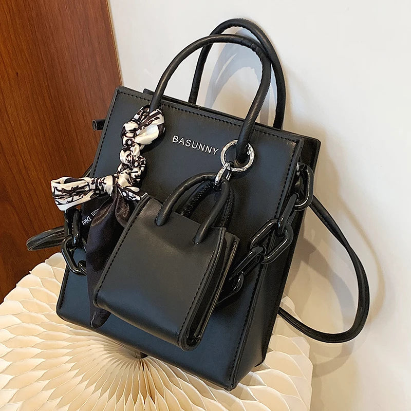 Chain Bow Handbag Women Winter Trends Shoulder Bags PU Leather Crossbody Bag