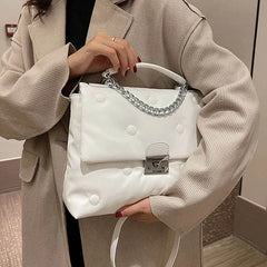 Chain Handbags PU Leather Crossbody Bags For Women Winter Space Cotton Bag Shoul