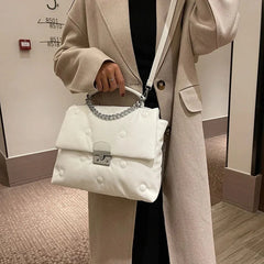 Chain Handbags PU Leather Crossbody Bags For Women Winter Space Cotton Bag Shoul