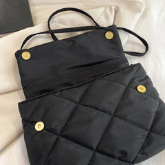 Square Nylon Crossbody Bag Quilted Flap Handbag for Girls