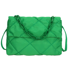 Square Nylon Crossbody Bag Quilted Flap Handbag for Girls