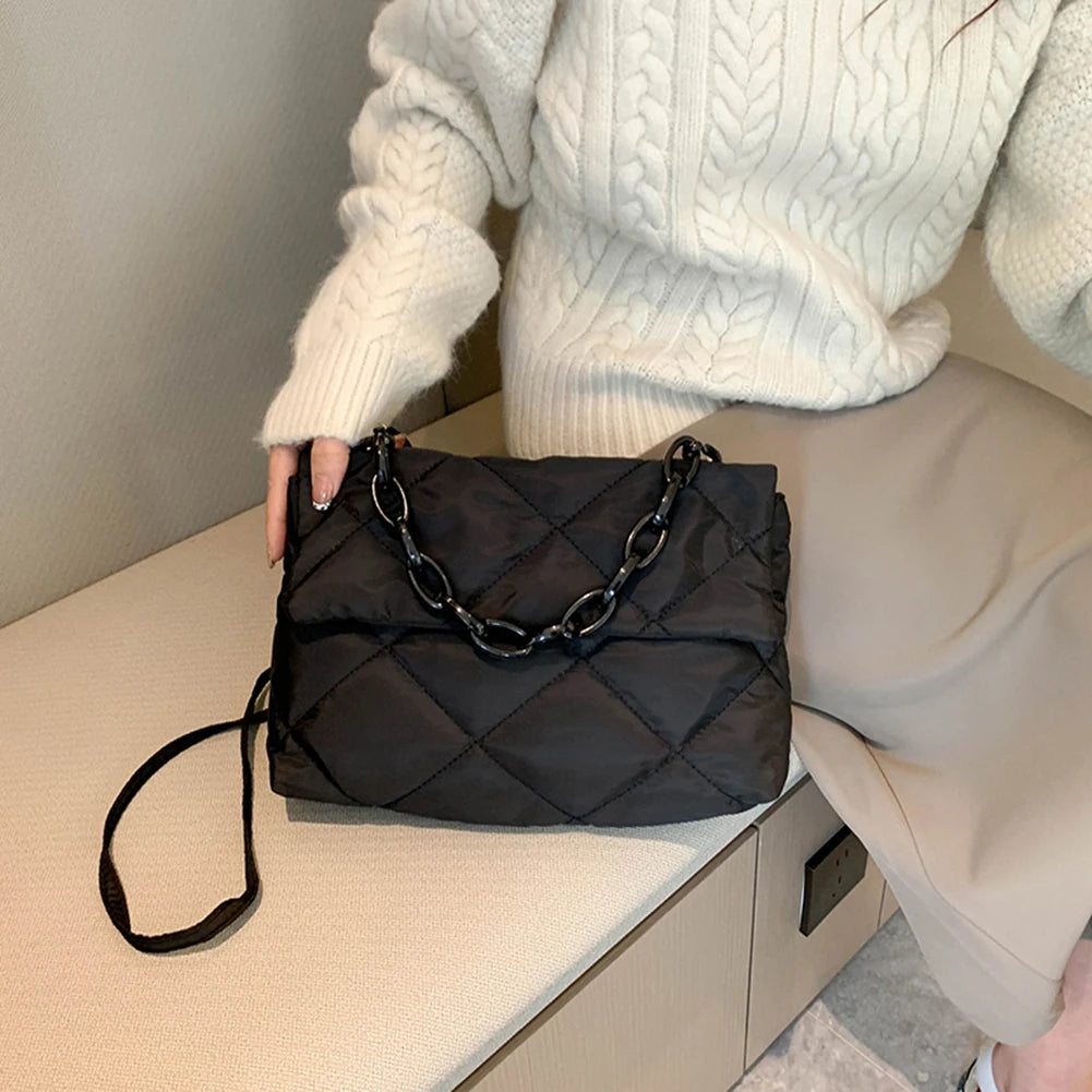 Nylon Square Crossbody Bag Quilted All-match Large Capacity for Girls