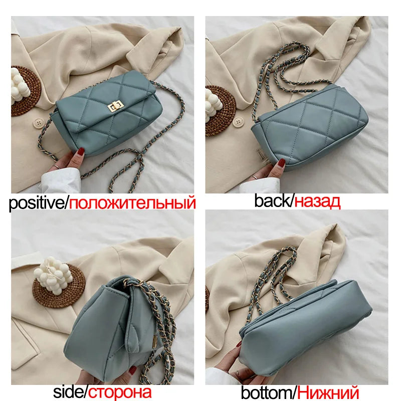 Solid Leather Crossbody Shoulder Bag for Women Handbags Female Travel Purse