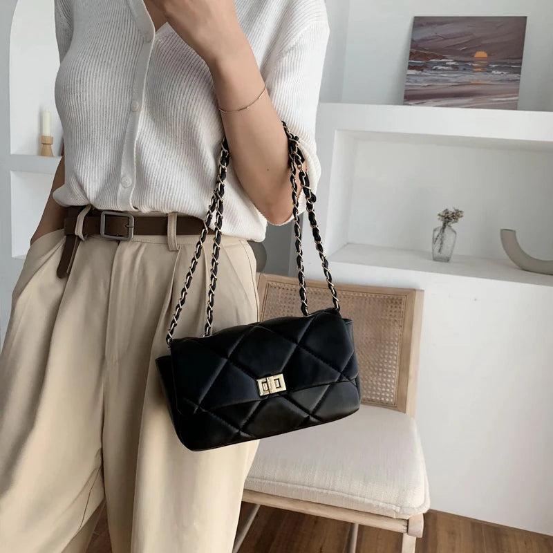 Solid Leather Crossbody Shoulder Bag for Women Handbags Female Travel Purse