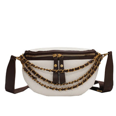 Chain Waist Bags Weave PU Leather Fanny Pack For Women Shoulder Chest Bag