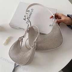 Chain Diamonds Shoulder Bag Bling Rhinestone Handbag Clutch
