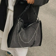 Chain Diamonds Totes Shoulder Bags for Women Large Capacity