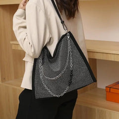 Chain Diamonds Totes Shoulder Bags for Women Large Capacity