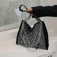 Chain Diamonds Totes Shoulder Bags for Women Large Capacity