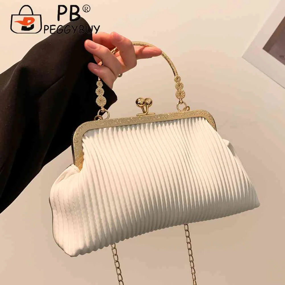 Chain Evening Bag Ladies Messenger Bag PU Leather Casual Soft Metal Buckle