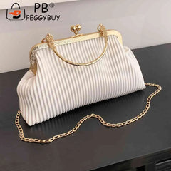 Chain Evening Bag Ladies Messenger Bag PU Leather Casual Soft Metal Buckle