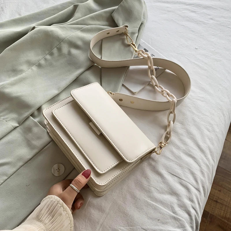 Winter Lady Shoulder Handbag Cross Body Bag Mini PU Leather Solid Bag
