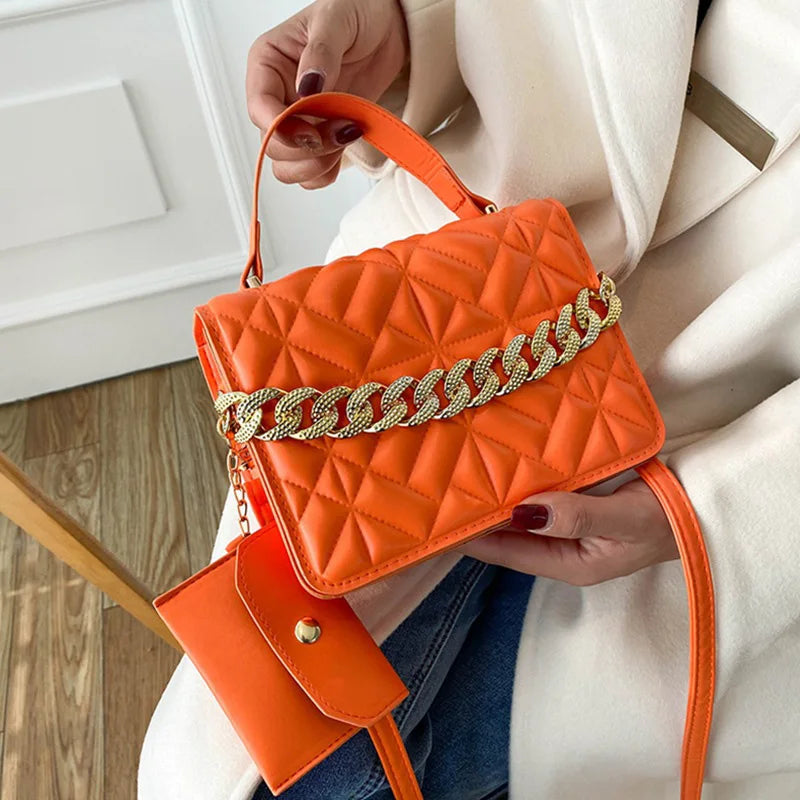 Retro Diamond Small Square Chain Handbag for Women