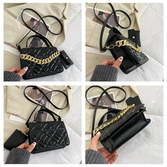 Retro Diamond Small Square Chain Handbag for Women