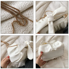 Chain Handbags Shoulder Bags Fold Portable Messenger Bags Bow Solid Bag