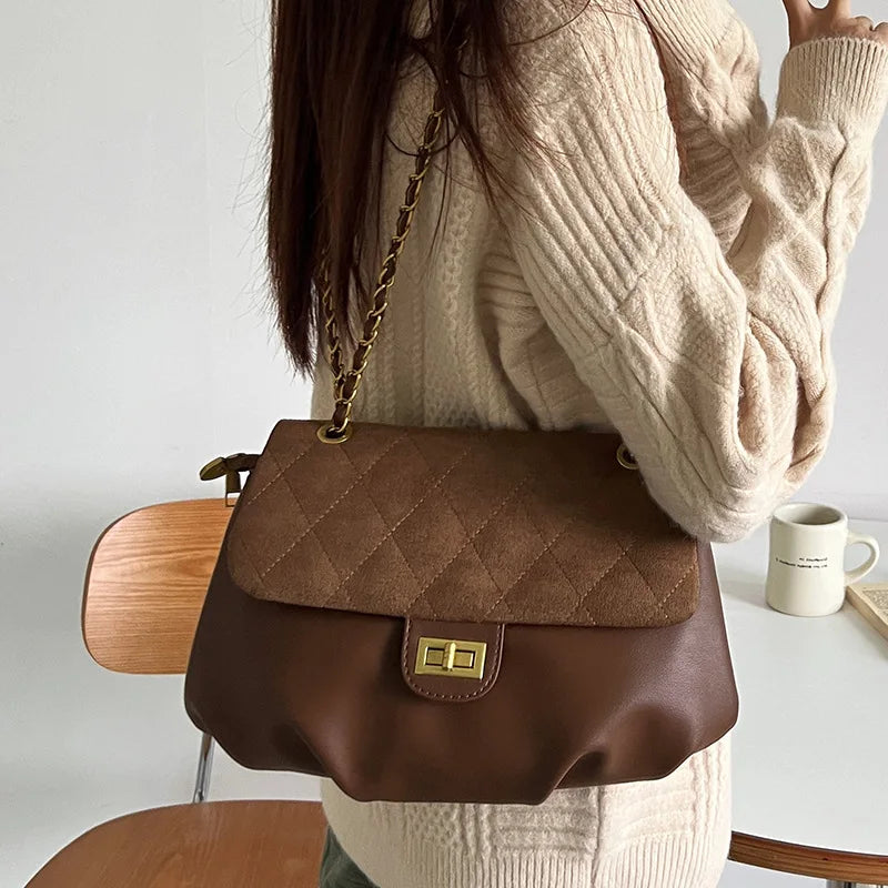 Retro Tote Bag Leather Ladies Vintage Chain Hobo Bag for Women Handbags