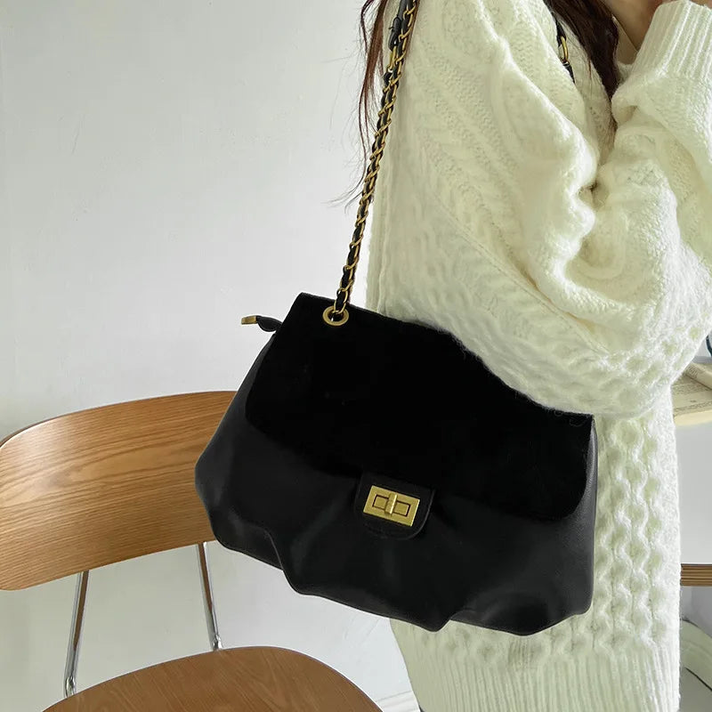 Retro Tote Bag Leather Ladies Vintage Chain Hobo Bag for Women Handbags