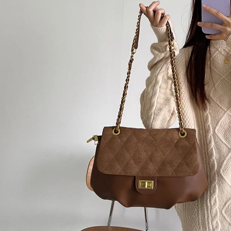 Retro Tote Bag Leather Ladies Vintage Chain Hobo Bag for Women Handbags
